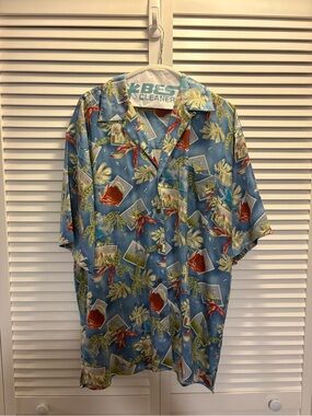 Jos. A. Bank Light Blue Tropical Print Button-Down Shirt